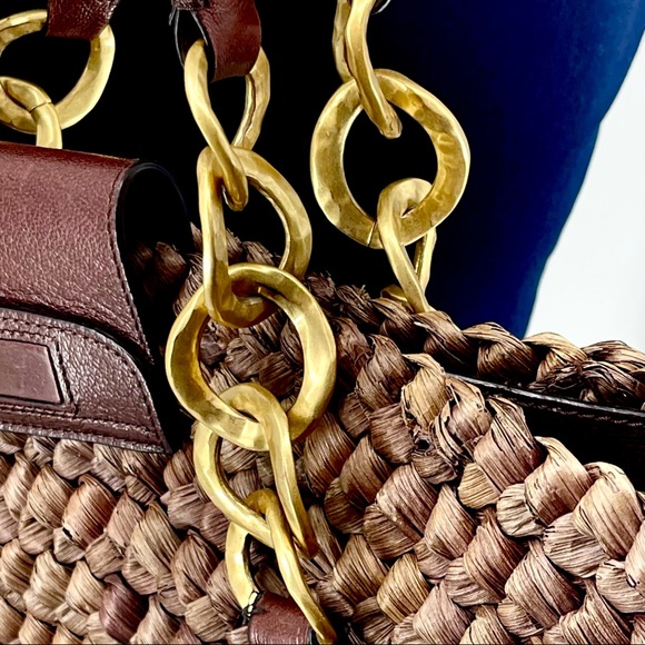 Juicy Couture Tote Bag Corn Husk Goat Leather Lined Beach Summer Vacation Big - Picture 5 of 7